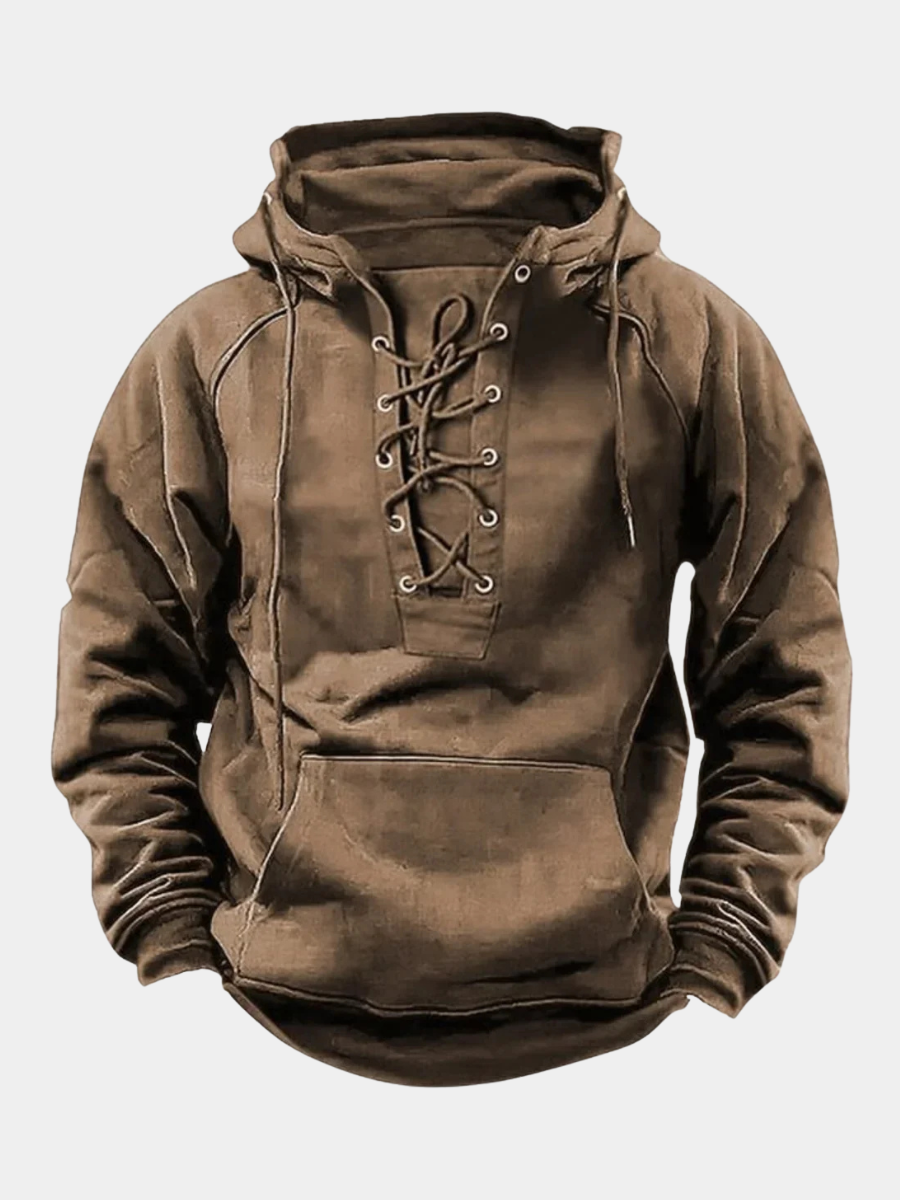 Men’s Lace-Up Pullover Hoodie